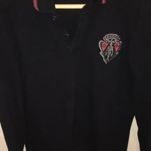 Equestrian Black Cotton Pique LS